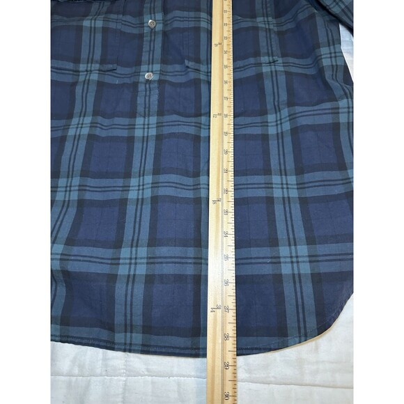 J. Crew Blue Green‎ Plaid Long Sleeve Shirt Beaded Pockets Women's SIZE 12 - Picture 10 of 11